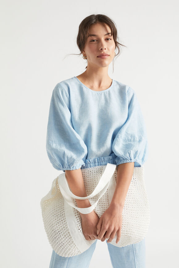 Logo Straw Tote  White  hi-res