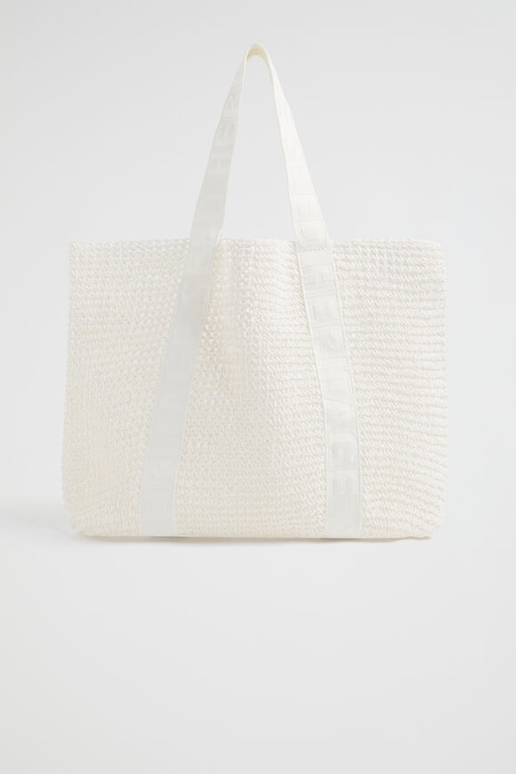 Logo Straw Tote  White  hi-res