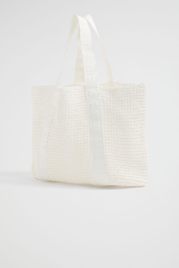 Logo Straw Tote  White  hi-res