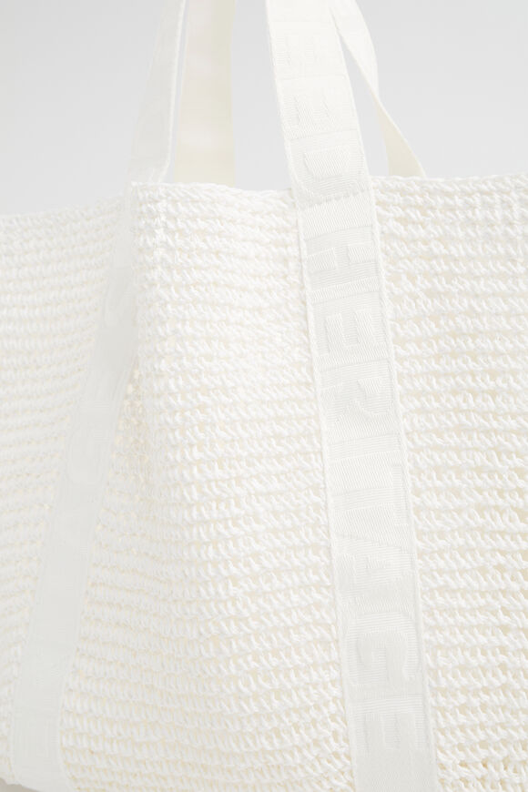 Logo Straw Tote  White  hi-res