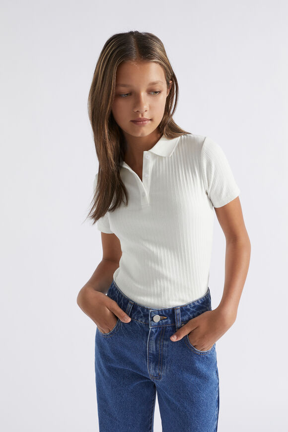 Rib Collar Tee  Cream  hi-res