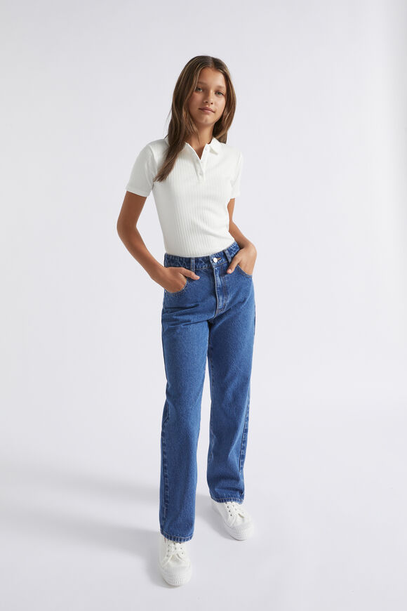 Rib Collar Tee  Cream  hi-res