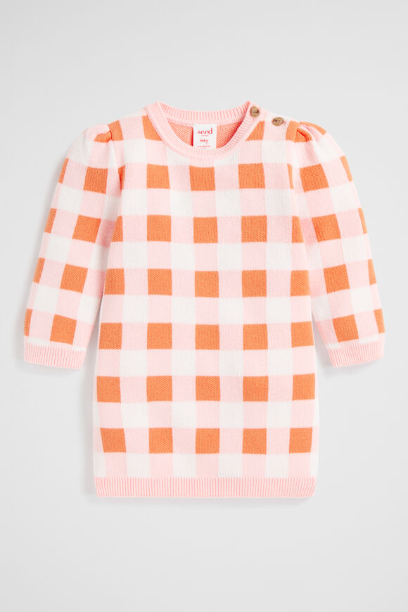Gingham Knit Dress  Dusty Rose  hi-res
