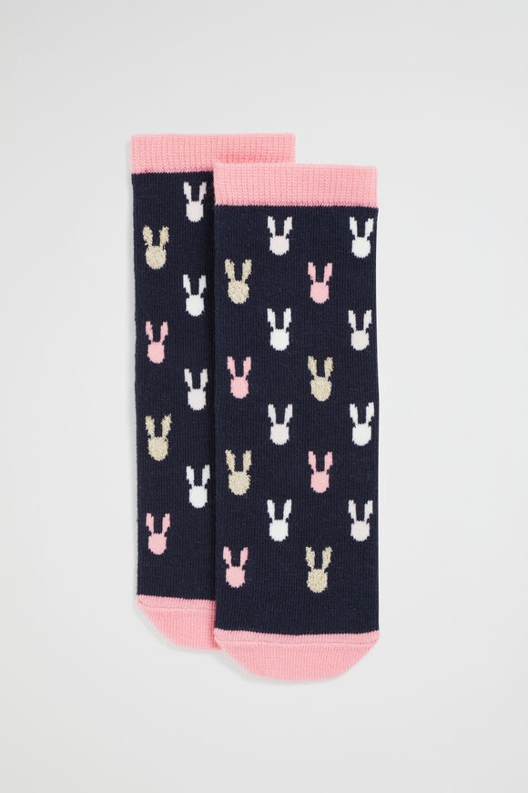 Bunny Yardage Sock  Navy  hi-res