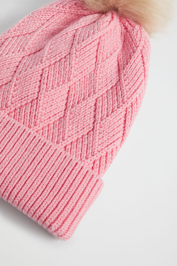 Twisted Cable Beanie  Camelia  hi-res