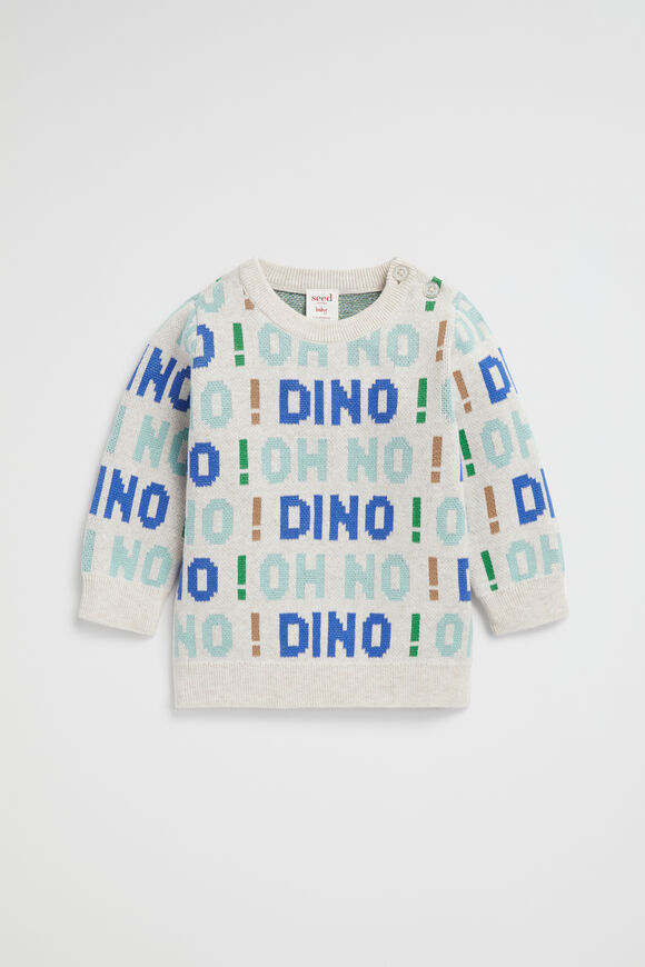 Oh No Dino Knit  Oat Marle  hi-res