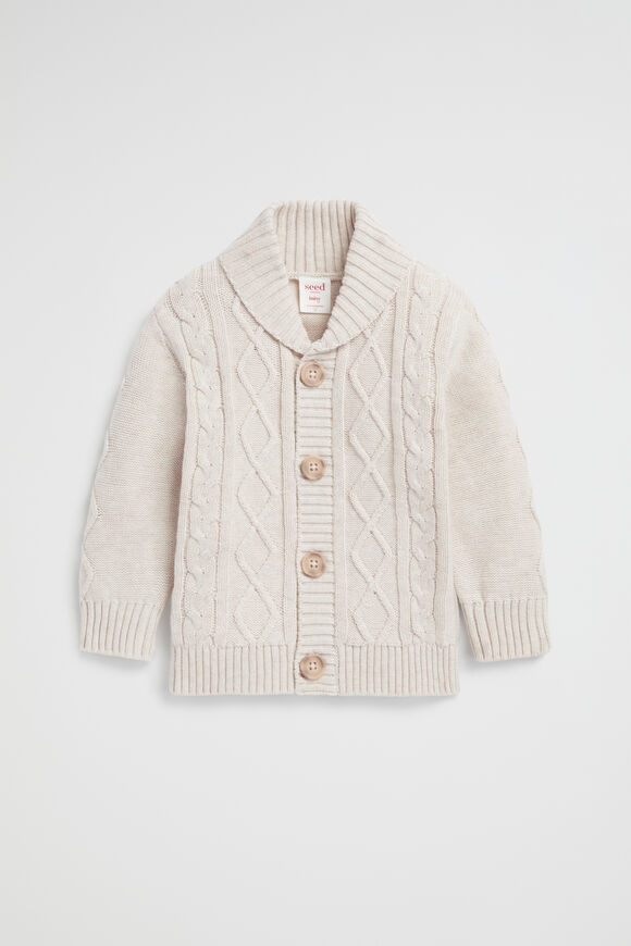 Shawl Neck Cardigan  Oat Marle  hi-res