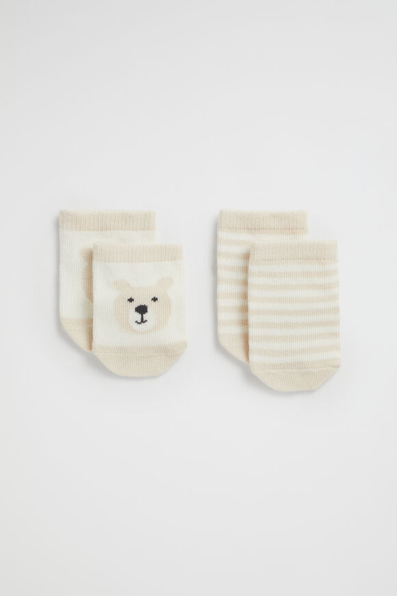 Bear Sock 2 Pack  Oat  hi-res