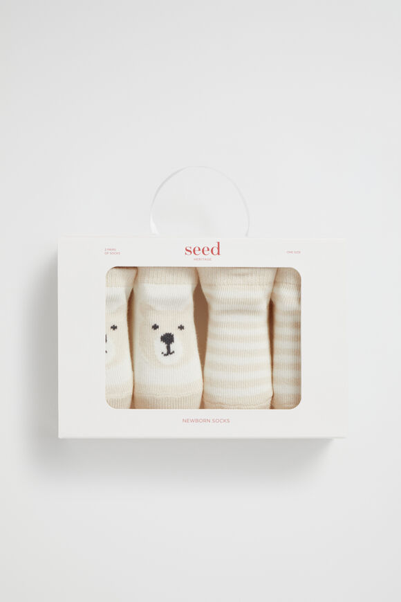 Bear Sock 2 Pack  Oat  hi-res