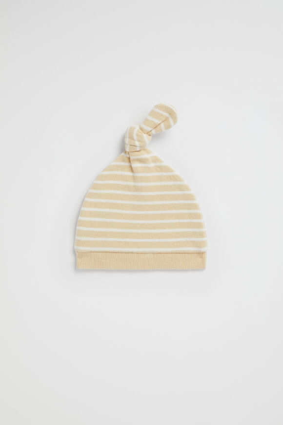 Brushed Stripe Knot Hat  Lemon  hi-res