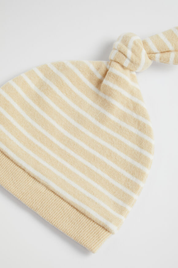 Brushed Stripe Knot Hat  Lemon  hi-res