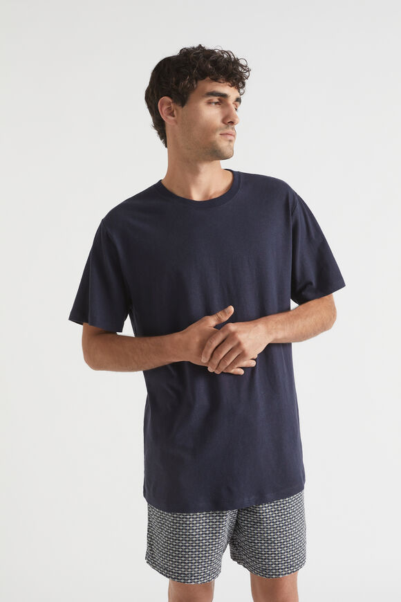 Mens Linen Tee  Midnight Blue  hi-res