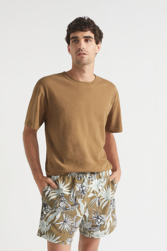 Mens Linen Tee  Tobacco  hi-res