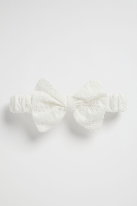 Broderie Bow Hb  White  hi-res