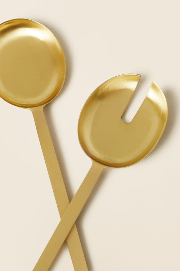 Rae Salad Servers  Brass  hi-res
