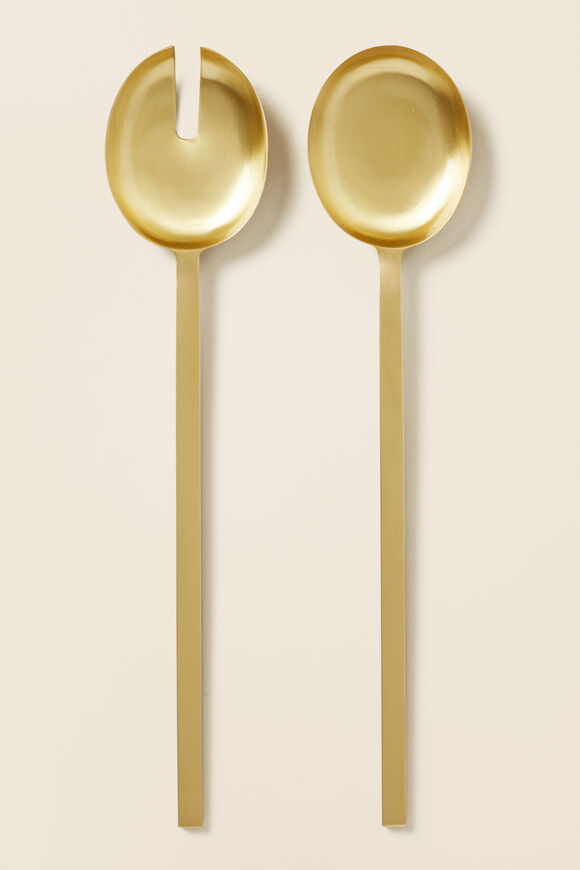 Rae Salad Servers  Brass  hi-res