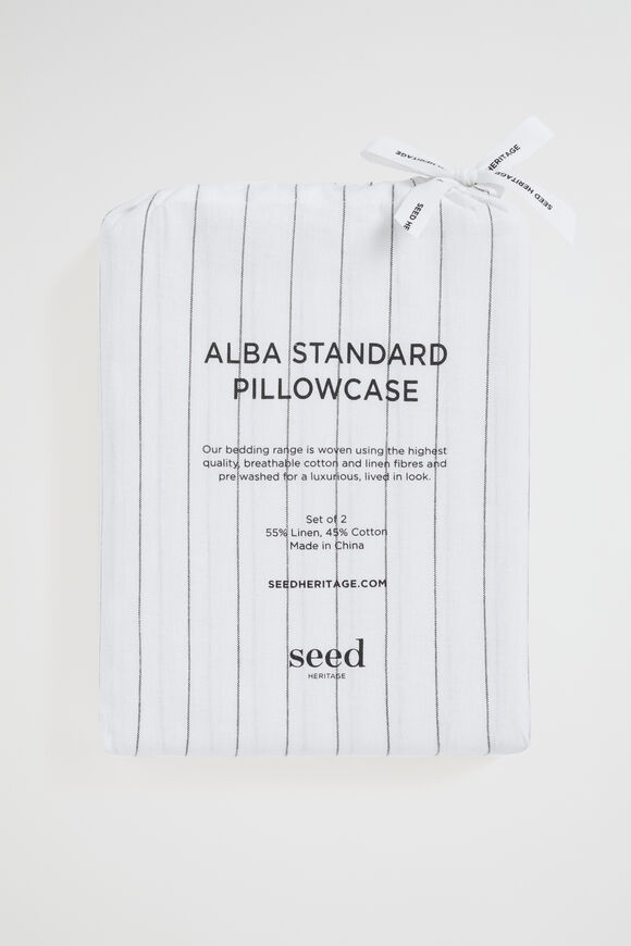 Alba Standard Pillowcase  Black Stripe  hi-res