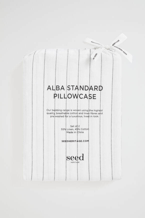 Alba Standard Pillowcase  Black Stripe  hi-res
