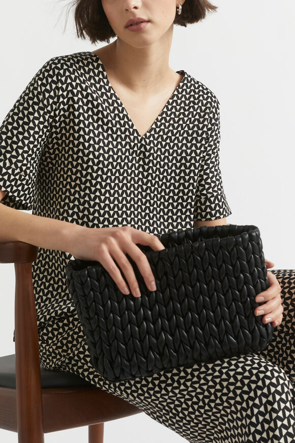 Plait Detail Clutch  Black  hi-res