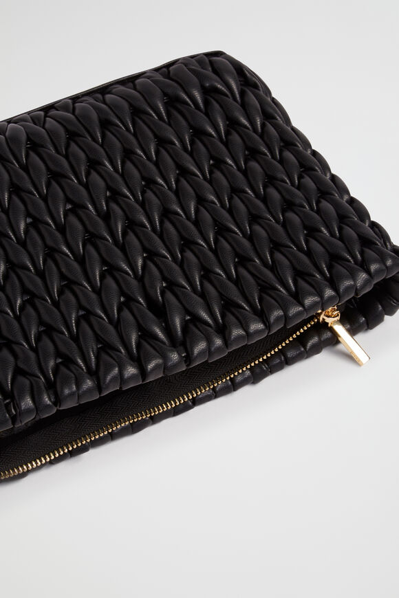 Plait Detail Clutch  Black  hi-res