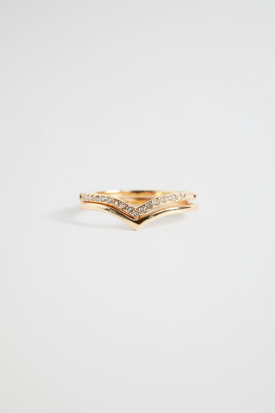 Wishbone Ring Set  Gold  hi-res