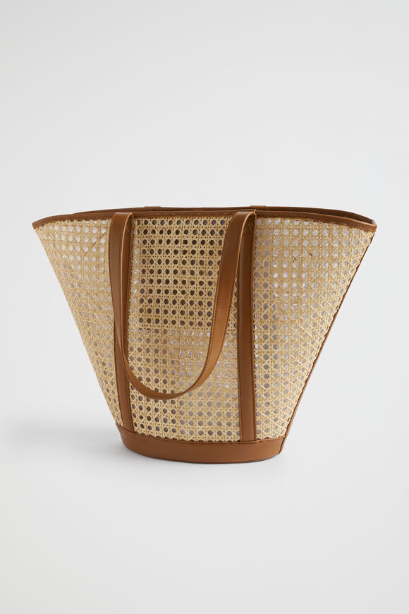 Caged Rattan Tote  Deep Tan  hi-res