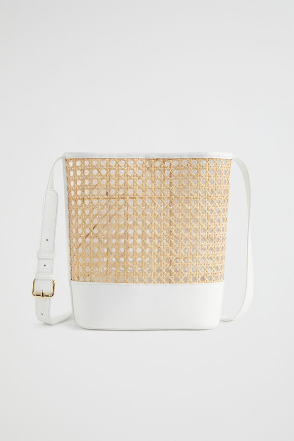 Rattan Cross Body Bag  White  hi-res