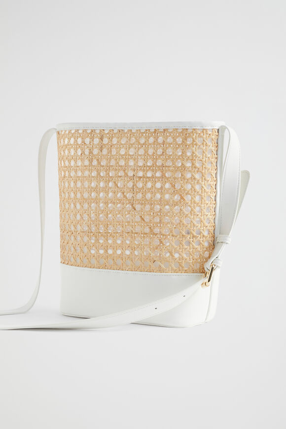 Rattan Cross Body Bag  White  hi-res