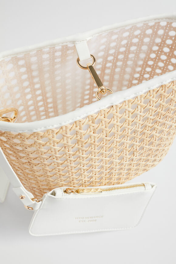 Rattan Cross Body Bag  White  hi-res