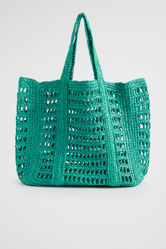 Slouch Straw Tote  Deep Teal  hi-res