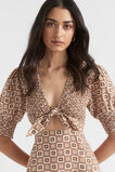Floral Geo Mini Dress  Auburn Brown Retro  hi-res