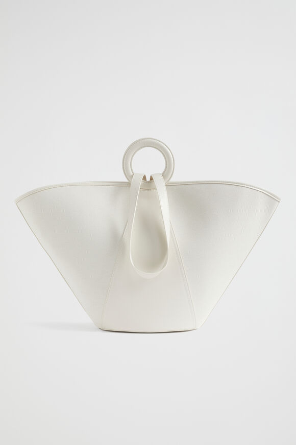 Textured Top Handle Tote  Bone  hi-res