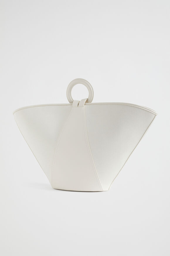 Textured Top Handle Tote  Bone  hi-res