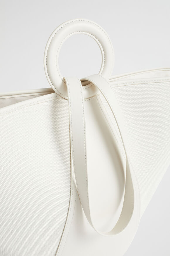Textured Top Handle Tote  Bone  hi-res