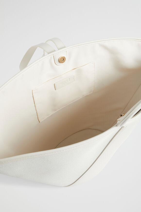 Textured Top Handle Tote  Bone  hi-res