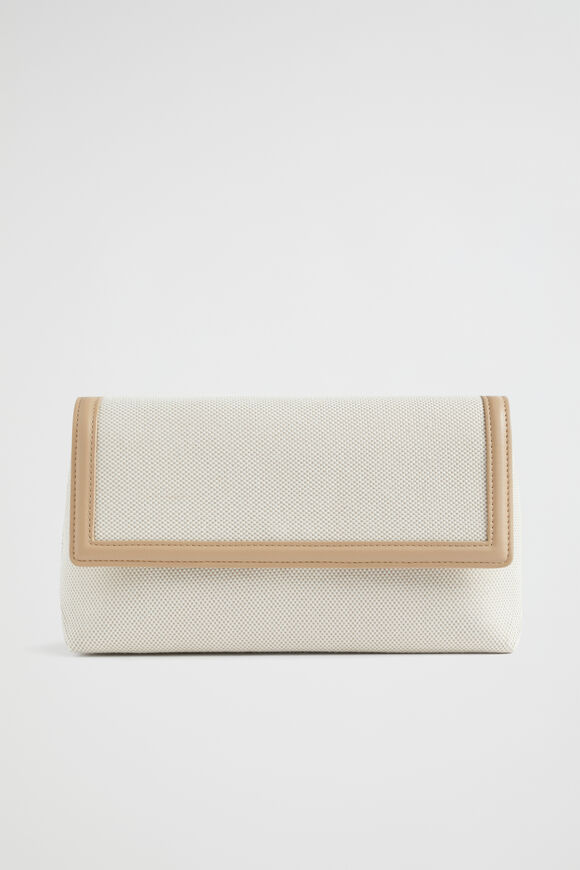Textured Fold Over Clutch  Beige Multi  hi-res