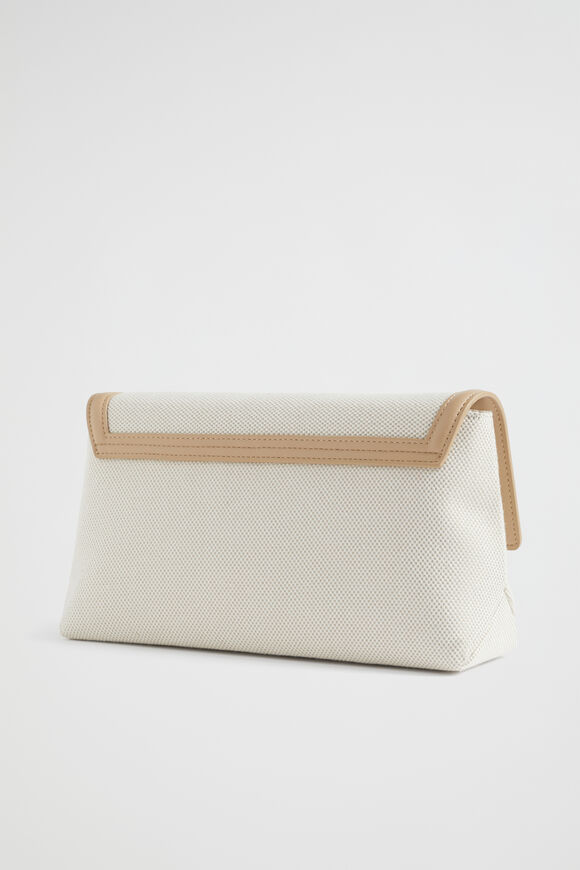 Textured Fold Over Clutch  Beige Multi  hi-res