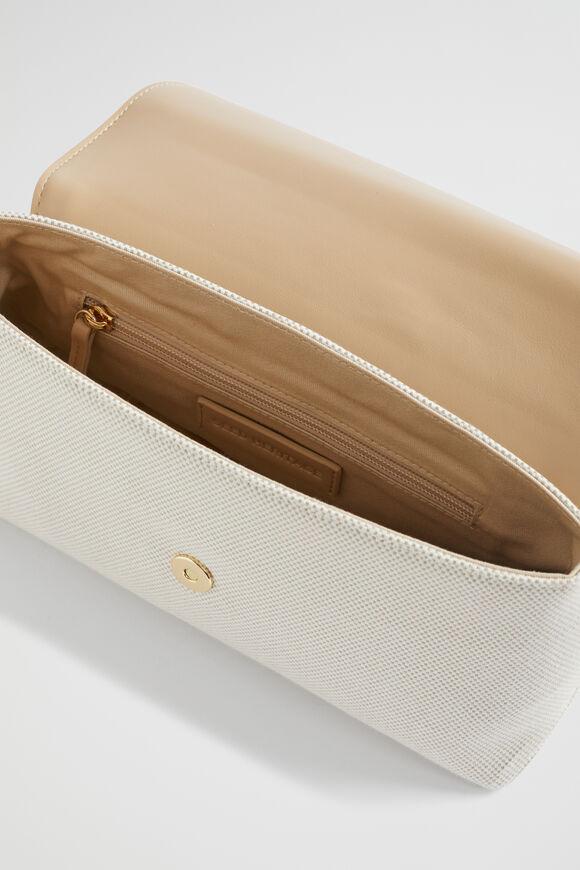 Textured Fold Over Clutch  Beige Multi  hi-res