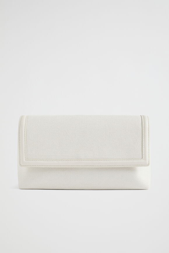 Textured Fold Over Clutch  Bone  hi-res