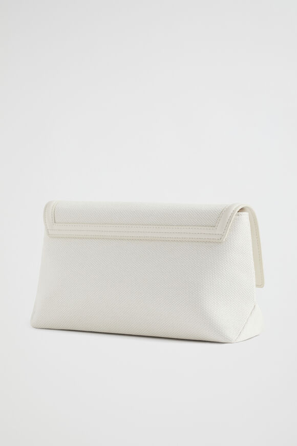 Textured Fold Over Clutch  Bone  hi-res