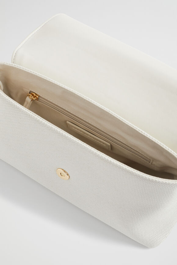 Textured Fold Over Clutch  Bone  hi-res