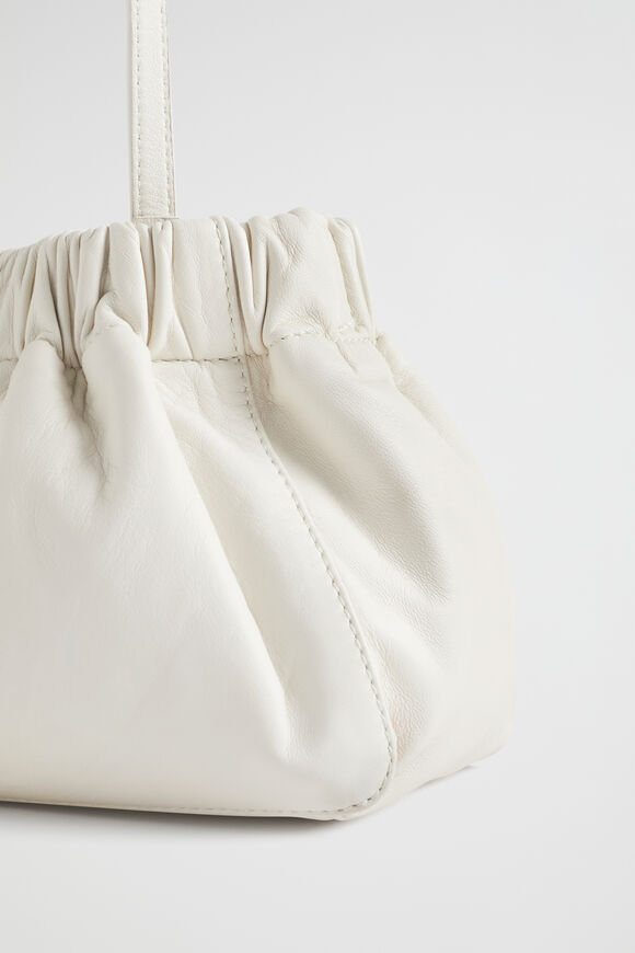 Rouched Leather Crossbody Bag  Bone  hi-res