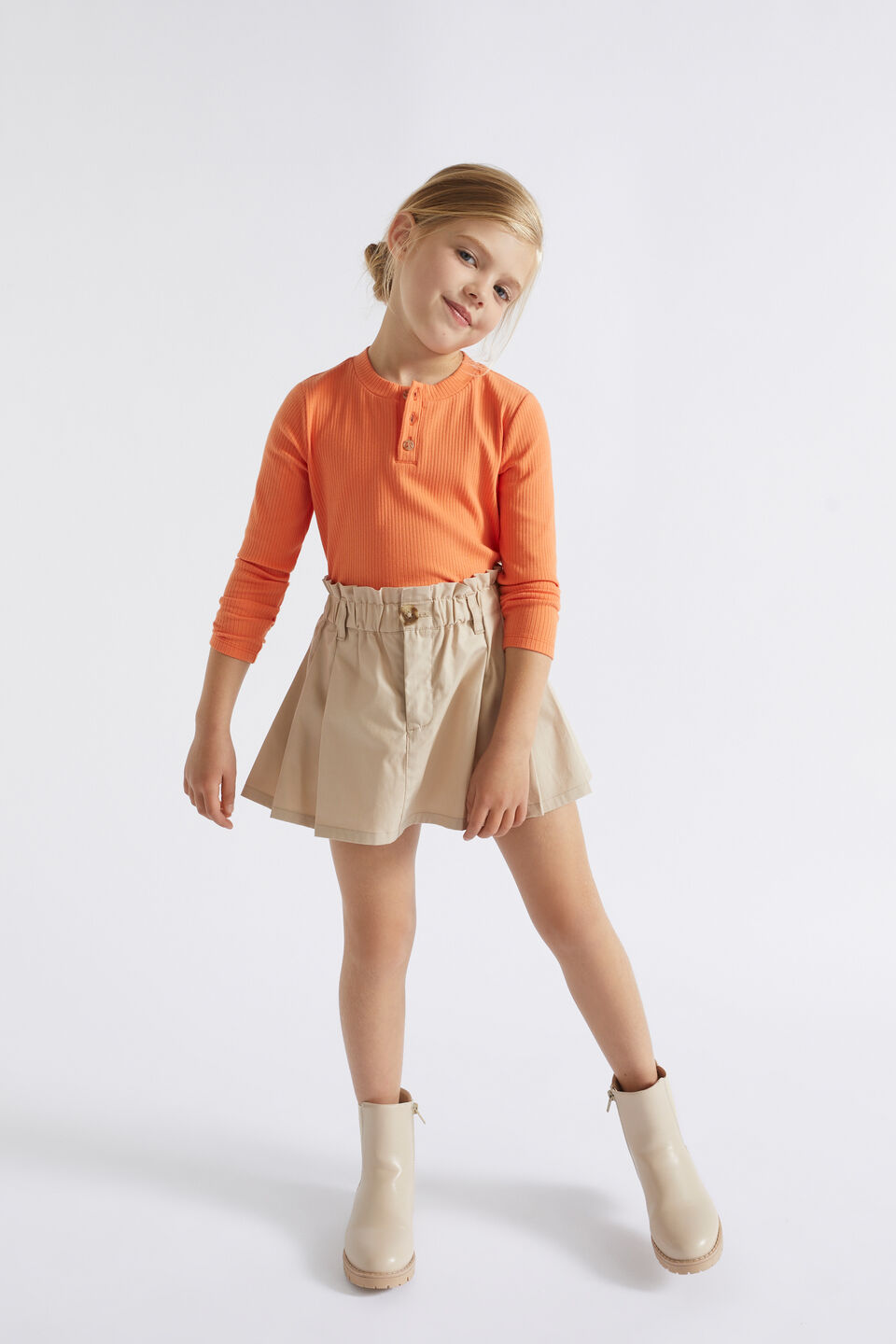 Funnel Rib Tee  Apricot