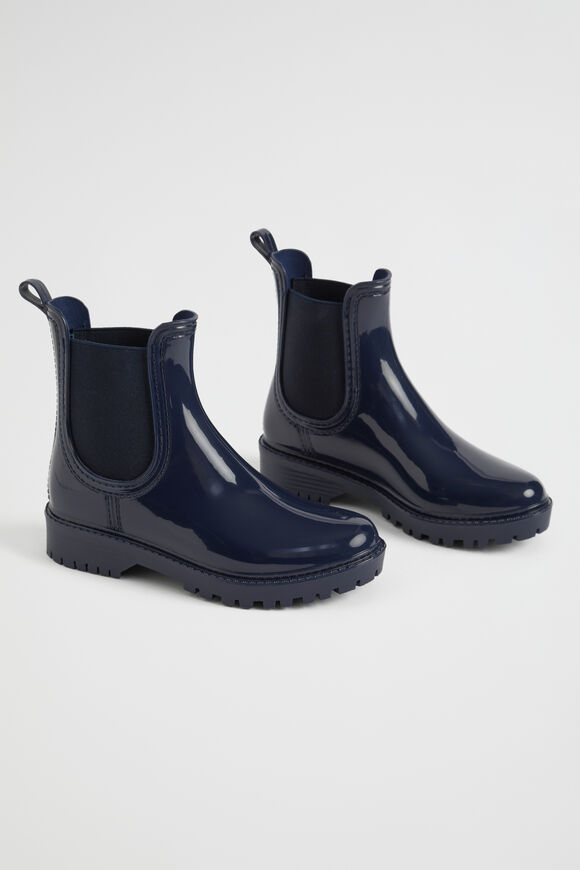 Gusset Shiny Gumboot  Navy  hi-res