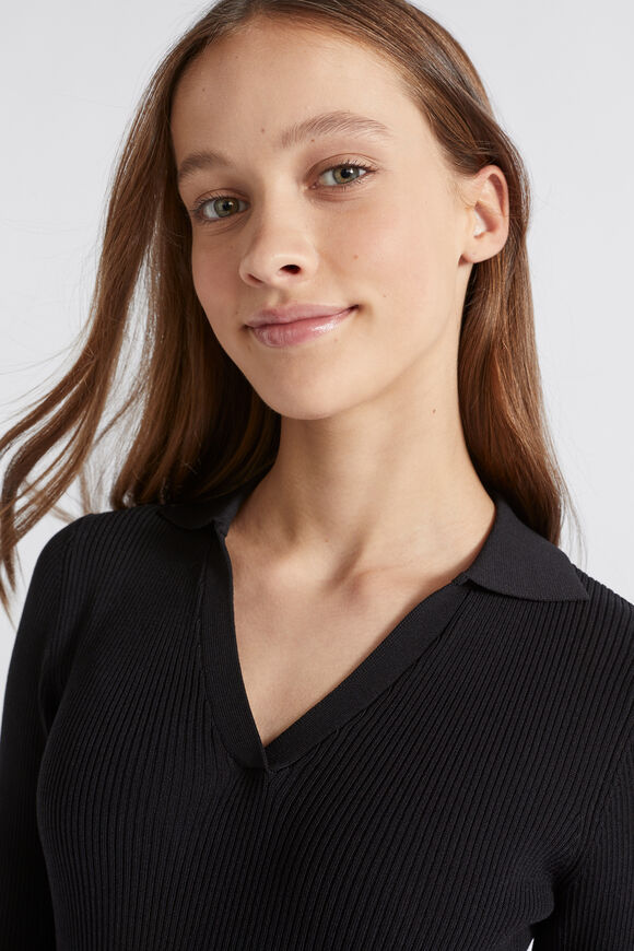 Collar Rib Knit  Black  hi-res