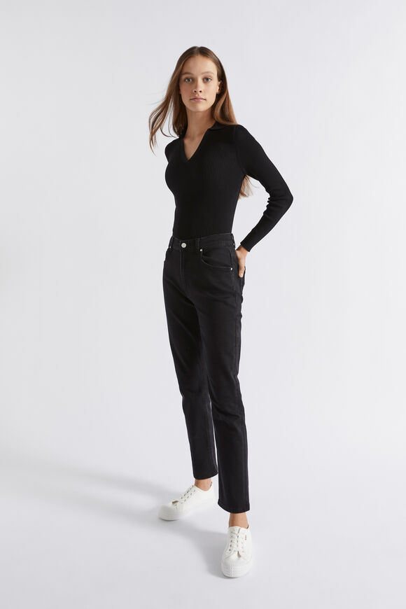 Collar Rib Knit  Black  hi-res