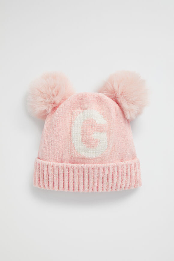 Chenille Initial Beanie  G  hi-res