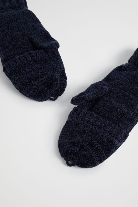 Chenille Mittens  Midnight Blue  hi-res