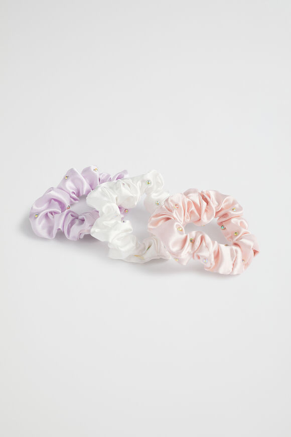 Jewel Satin Scrunchie Trio  Multi  hi-res