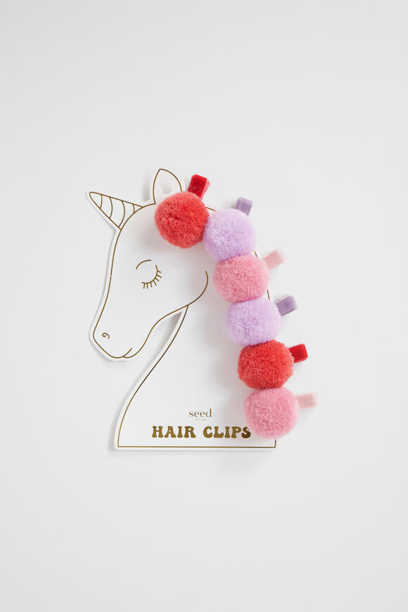 Unicorn Pom Pom Clip Pack  Multi  hi-res